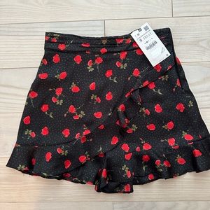NWT Zara Floral Print Ruffle Skort